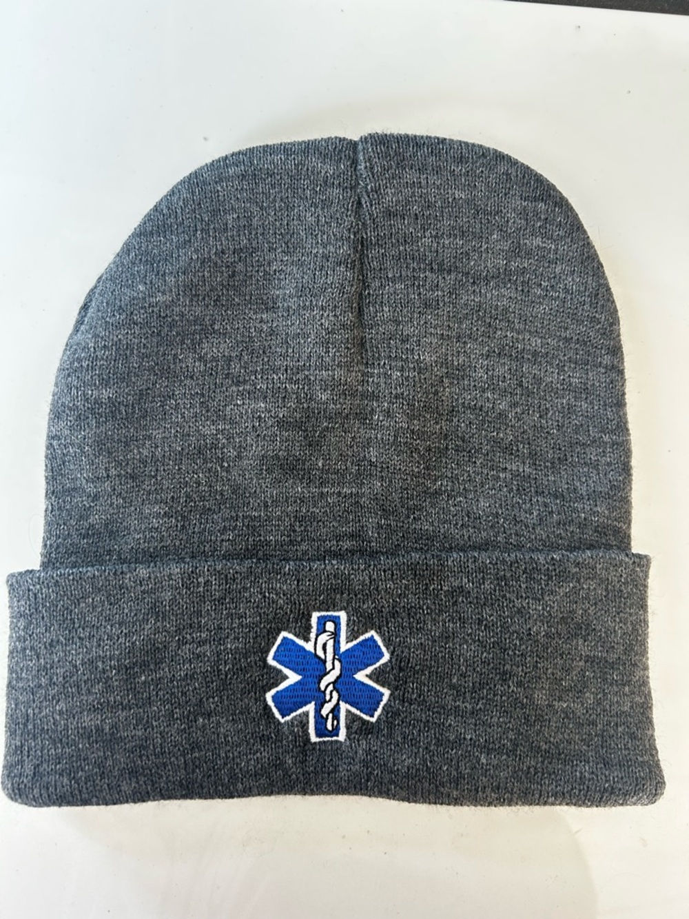 Embroidered Medical Star Beanie - Gray